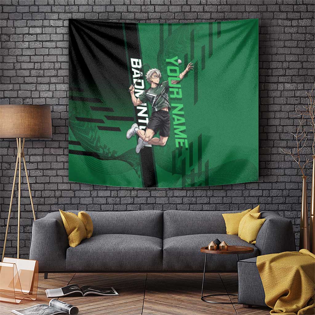 Personalized Shinazugawa Sanemi Badminton Tapestry Design with Jump Shot Pose - The Mazicc