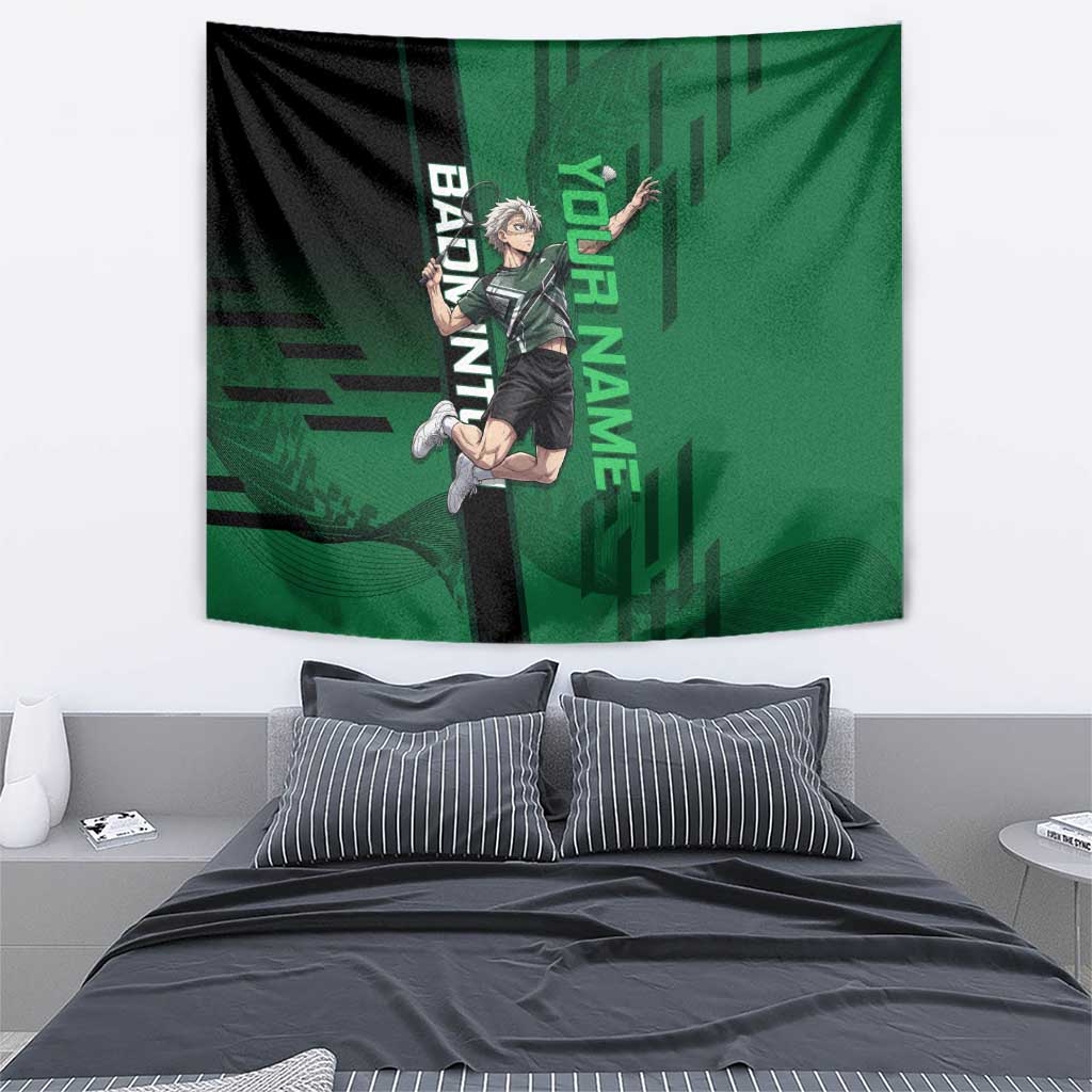 Personalized Shinazugawa Sanemi Badminton Tapestry Design with Jump Shot Pose - The Mazicc