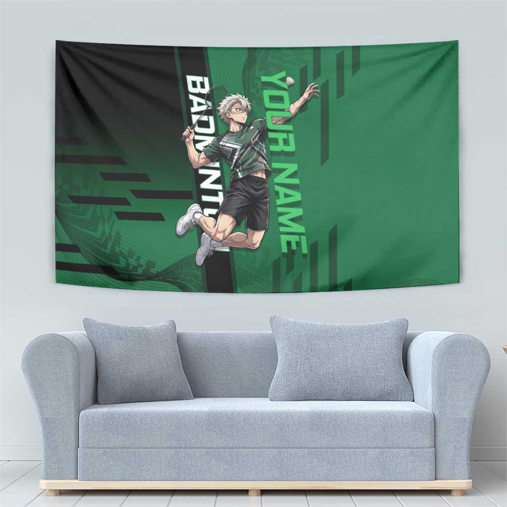 Personalized Shinazugawa Sanemi Badminton Tapestry Design with Jump Shot Pose - The Mazicc