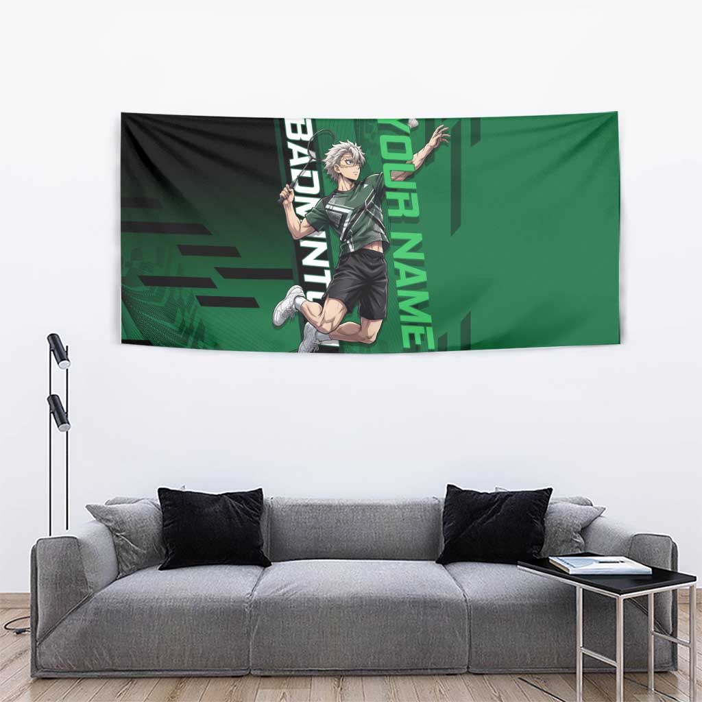 Personalized Shinazugawa Sanemi Badminton Tapestry Design with Jump Shot Pose - The Mazicc