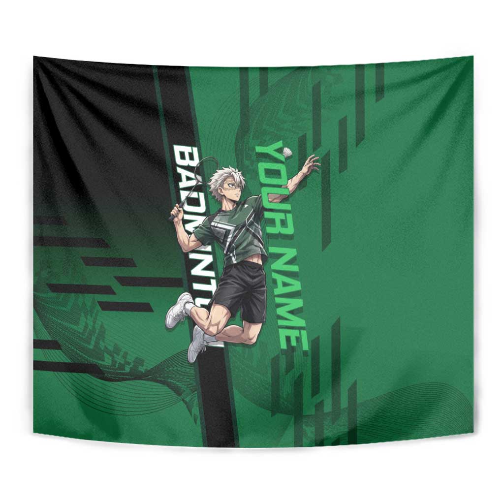 Personalized Shinazugawa Sanemi Badminton Tapestry Design with Jump Shot Pose - The Mazicc