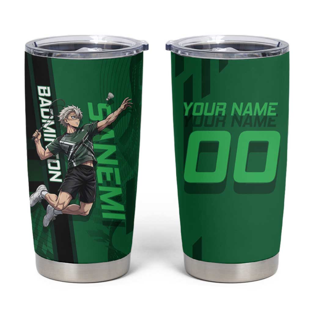 Personalized Shinazugawa Sanemi Badminton Tumbler Cup Design with Jump Shot Pose - The Mazicc