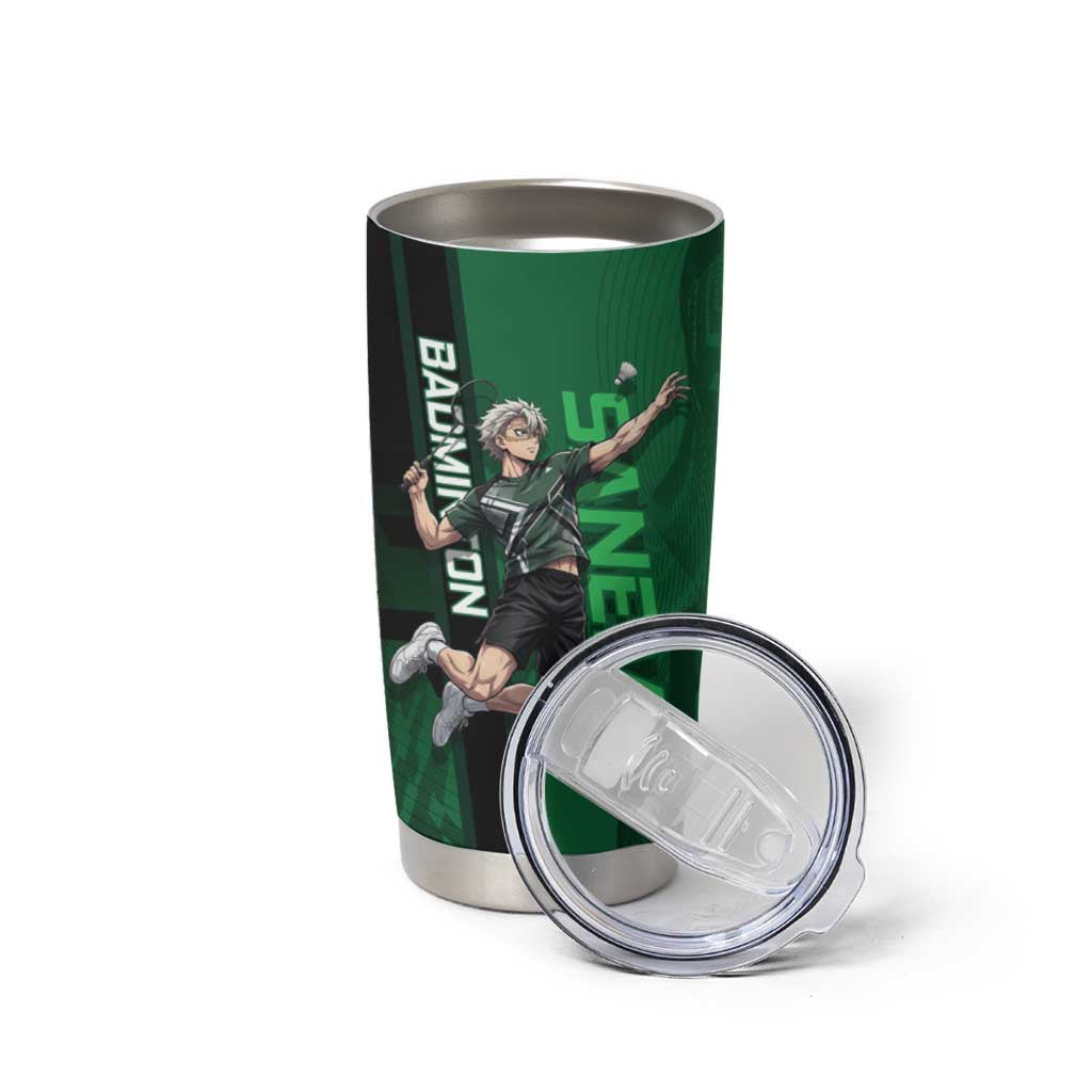 Personalized Shinazugawa Sanemi Badminton Tumbler Cup Design with Jump Shot Pose - The Mazicc