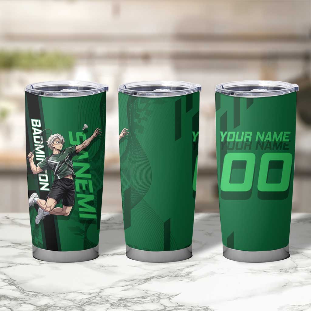 Personalized Shinazugawa Sanemi Badminton Tumbler Cup Design with Jump Shot Pose - The Mazicc