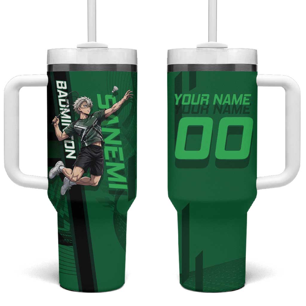 Personalized Shinazugawa Sanemi Badminton Tumbler With Handle Design with Jump Shot Pose - The Mazicc