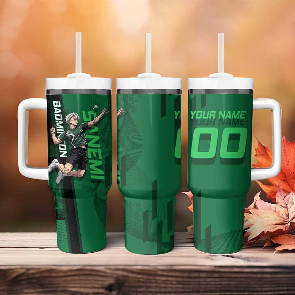 Personalized Shinazugawa Sanemi Badminton Tumbler With Handle Design with Jump Shot Pose - The Mazicc