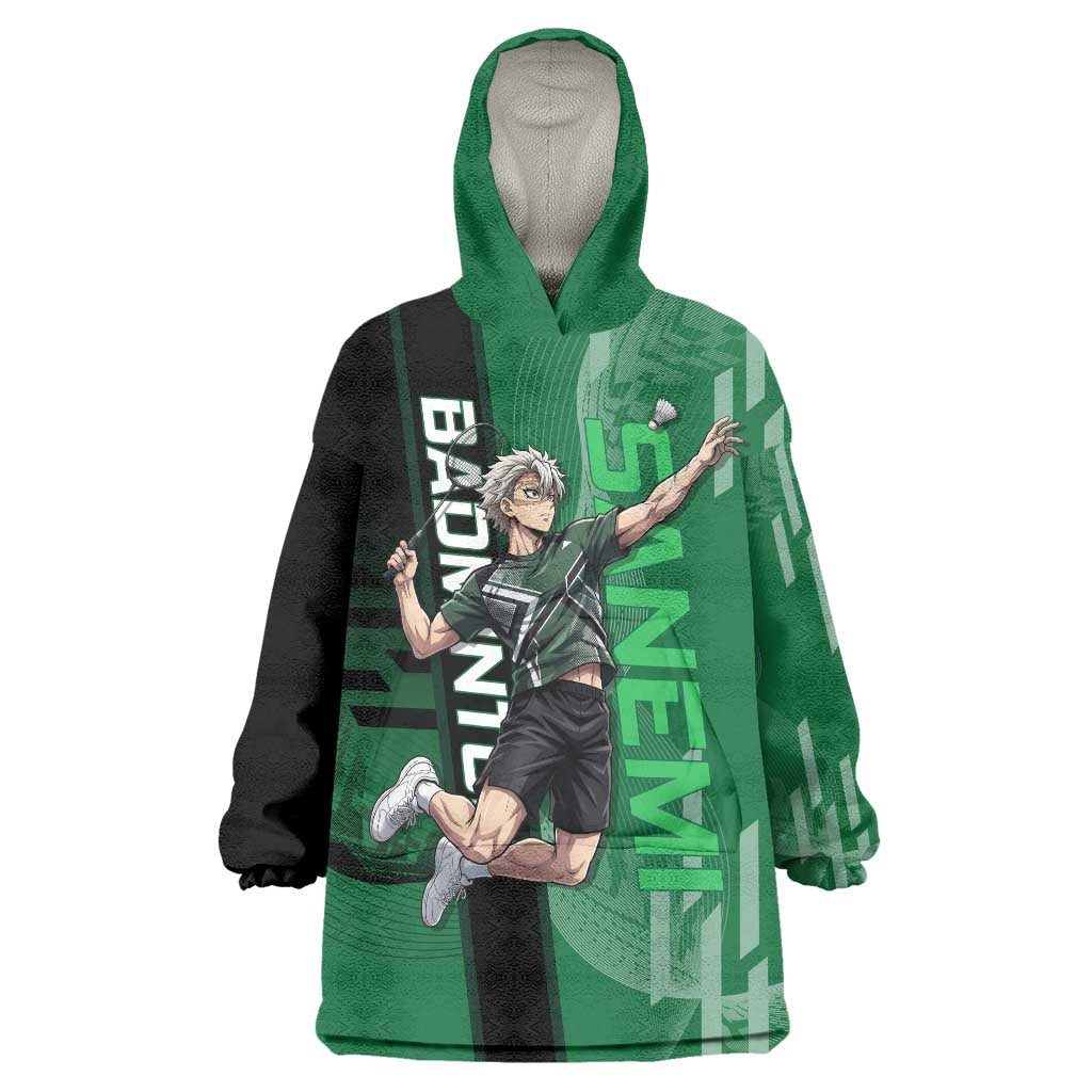 Personalized Shinazugawa Sanemi Badminton Wearable Blanket Hoodie Design with Jump Shot Pose - The Mazicc