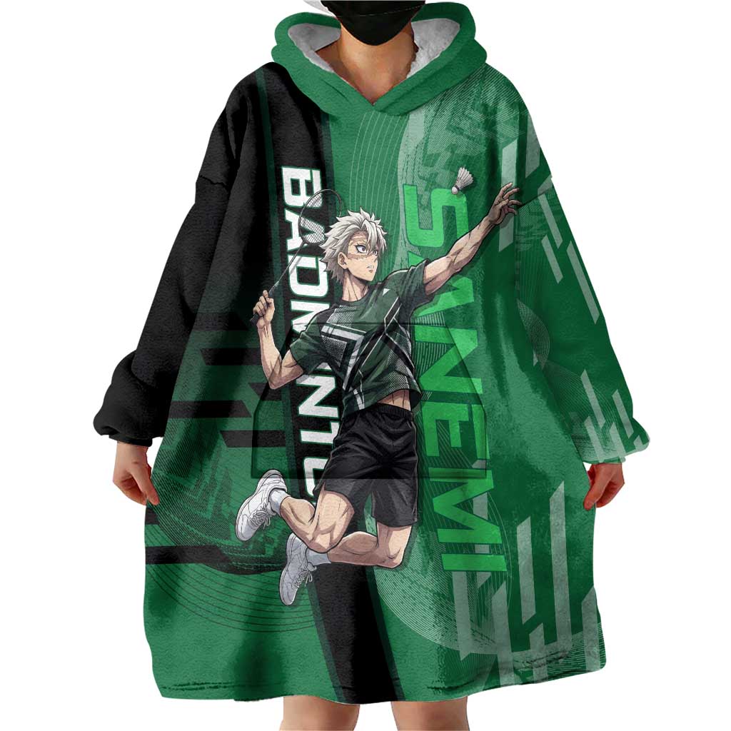 Personalized Shinazugawa Sanemi Badminton Wearable Blanket Hoodie Design with Jump Shot Pose - The Mazicc