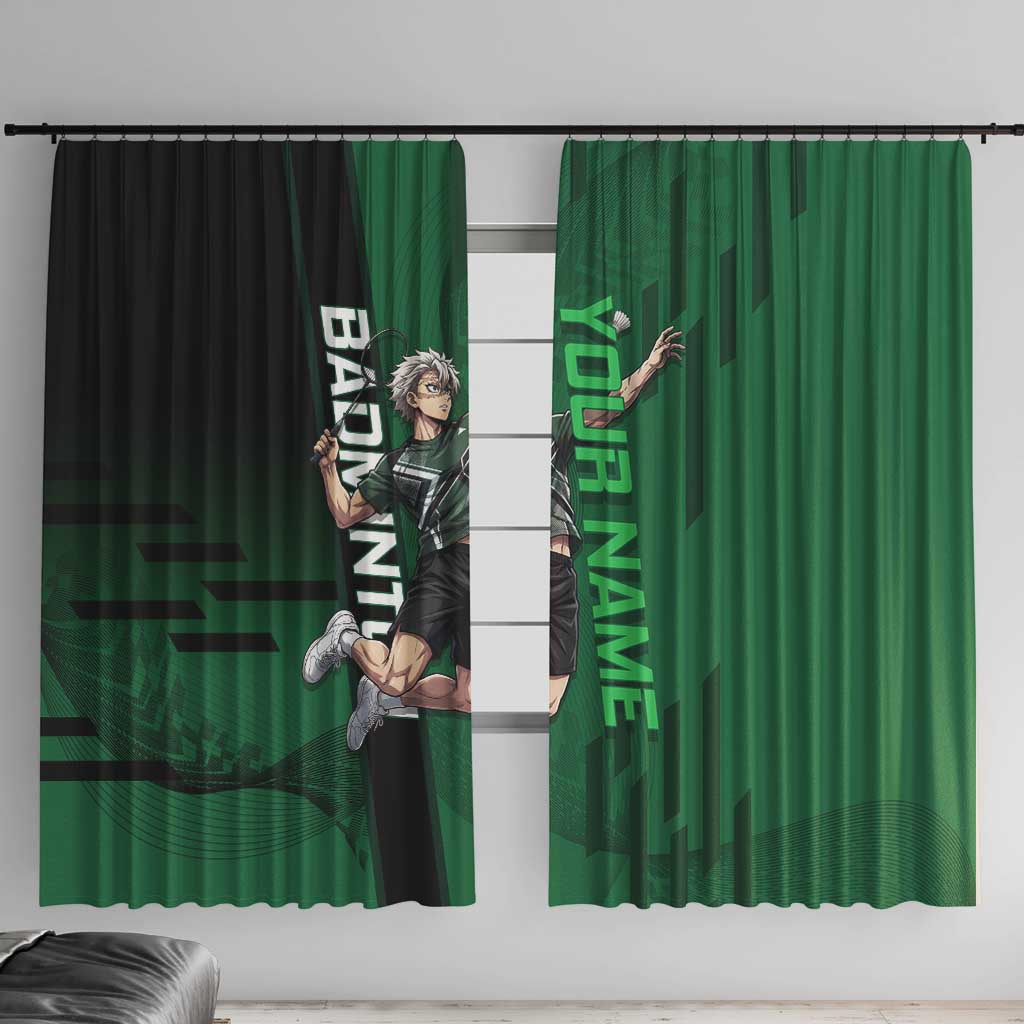 Personalized Shinazugawa Sanemi Badminton Window Curtain Design with Jump Shot Pose - The Mazicc