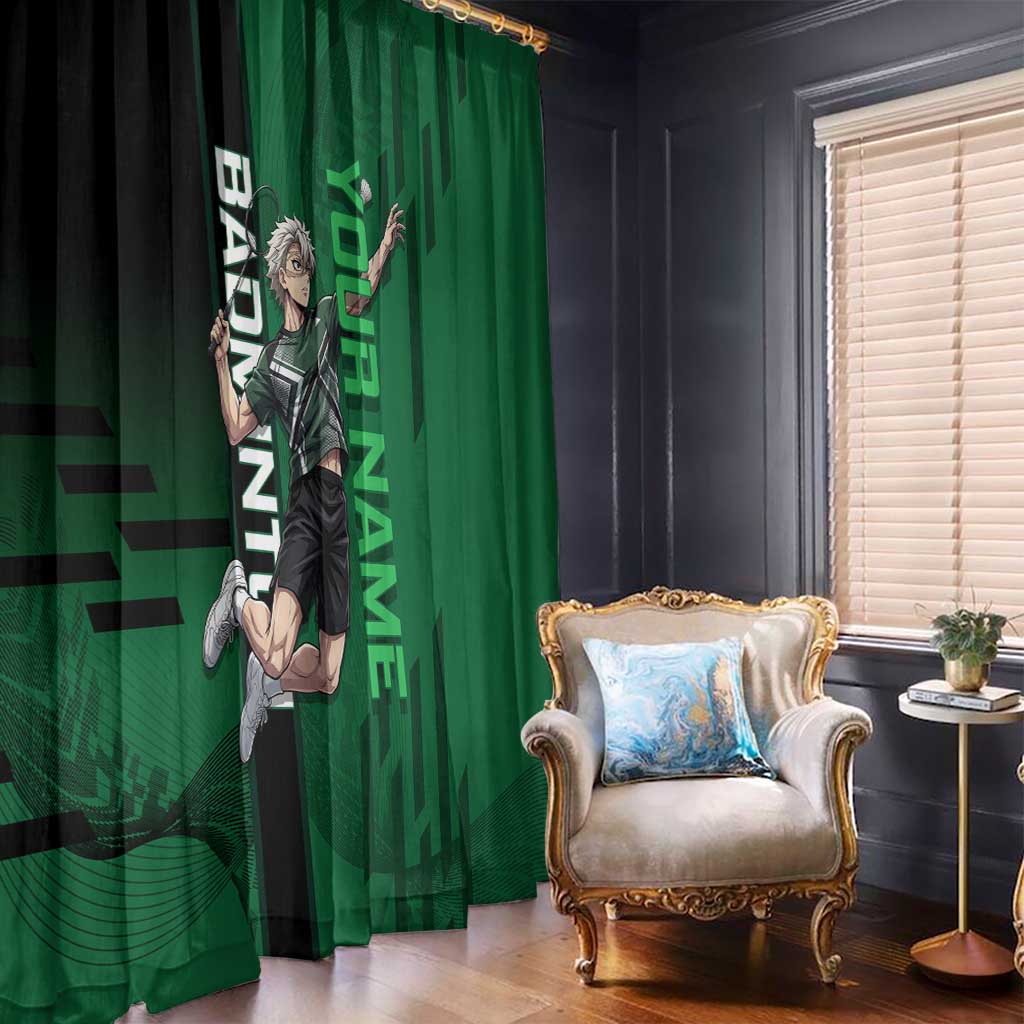 Personalized Shinazugawa Sanemi Badminton Window Curtain Design with Jump Shot Pose - The Mazicc