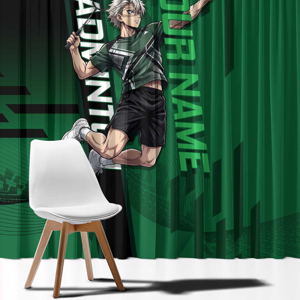 Personalized Shinazugawa Sanemi Badminton Window Curtain Design with Jump Shot Pose - The Mazicc
