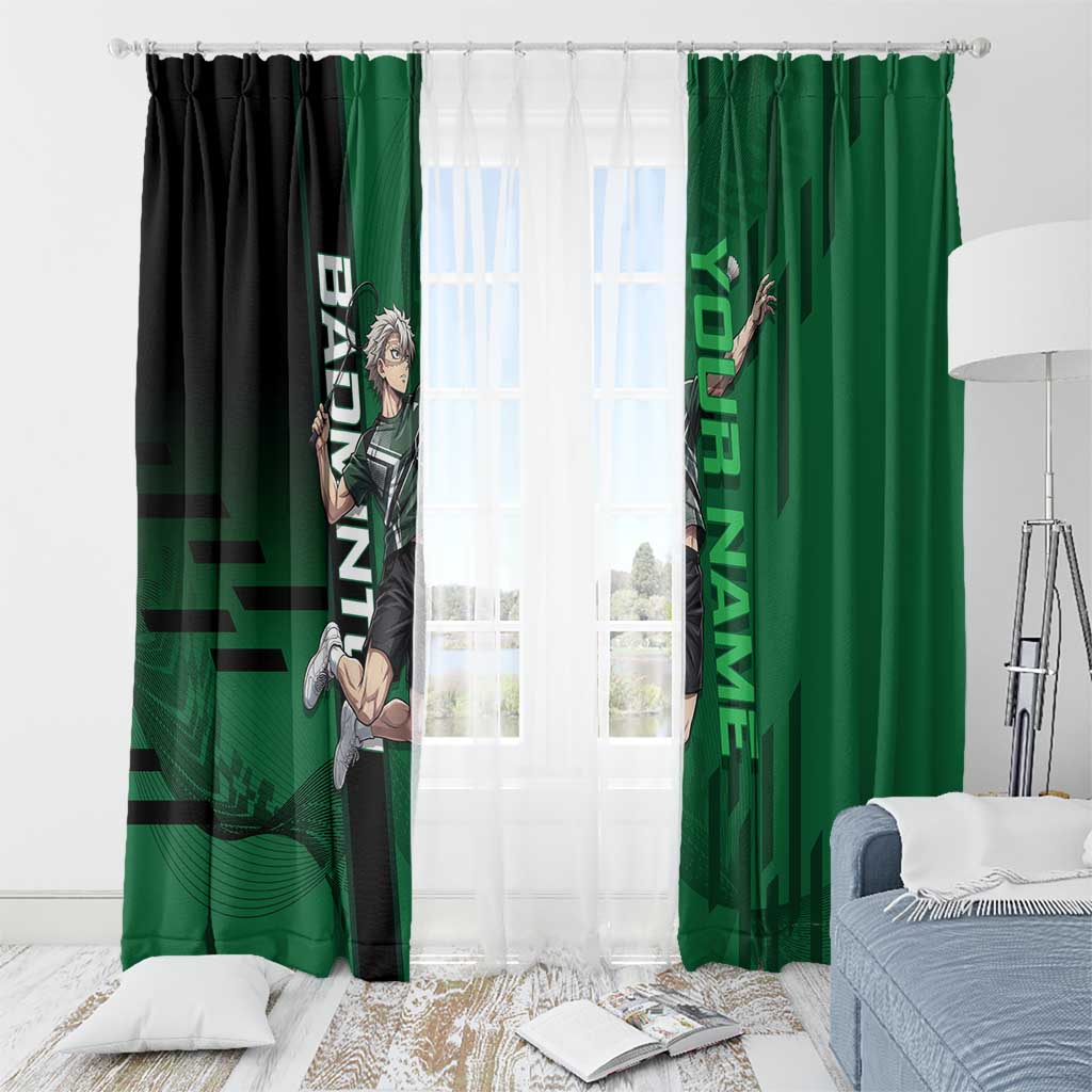 Personalized Shinazugawa Sanemi Badminton Window Curtain Design with Jump Shot Pose - The Mazicc