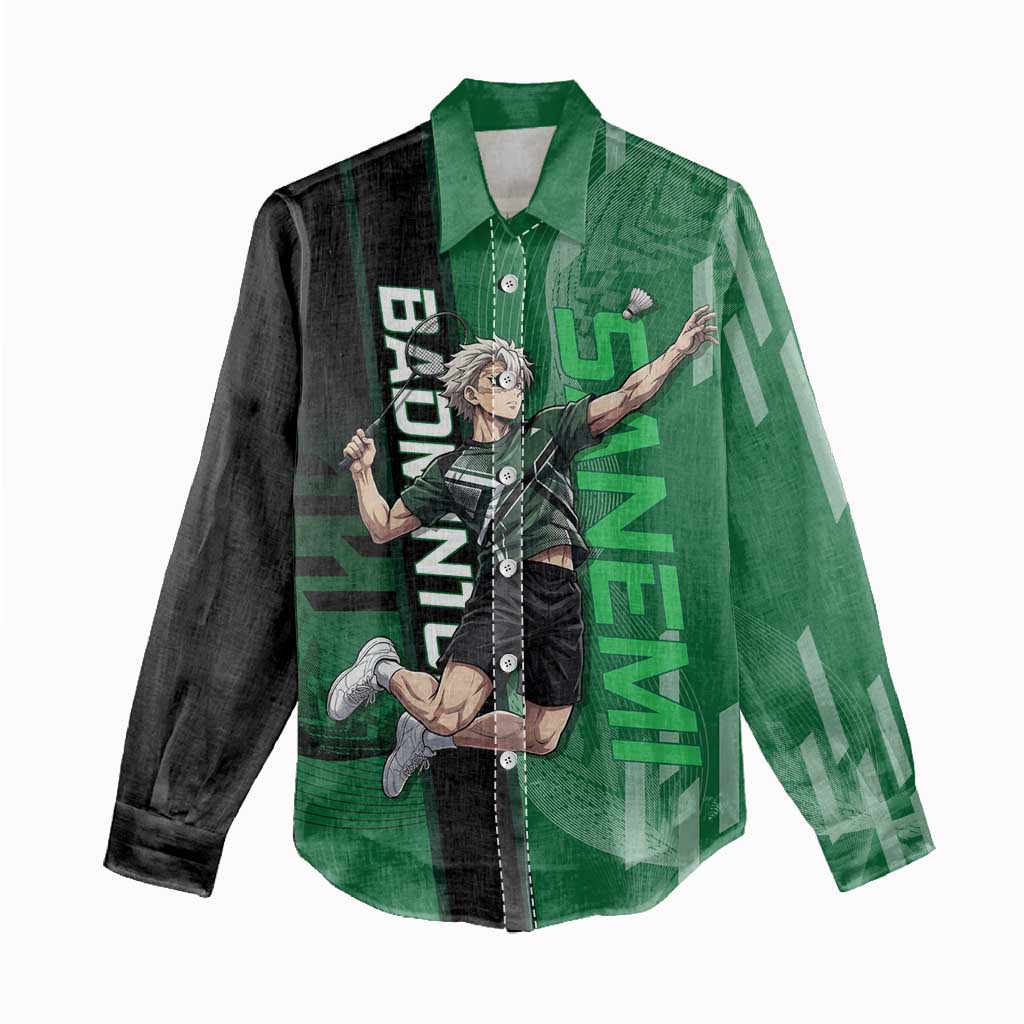 Personalized Shinazugawa Sanemi Badminton Women Casual Shirt Design with Jump Shot Pose - The Mazicc