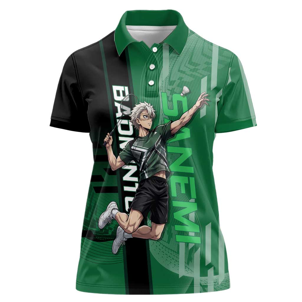 Personalized Shinazugawa Sanemi Badminton Women Polo Shirt Design with Jump Shot Pose - The Mazicc