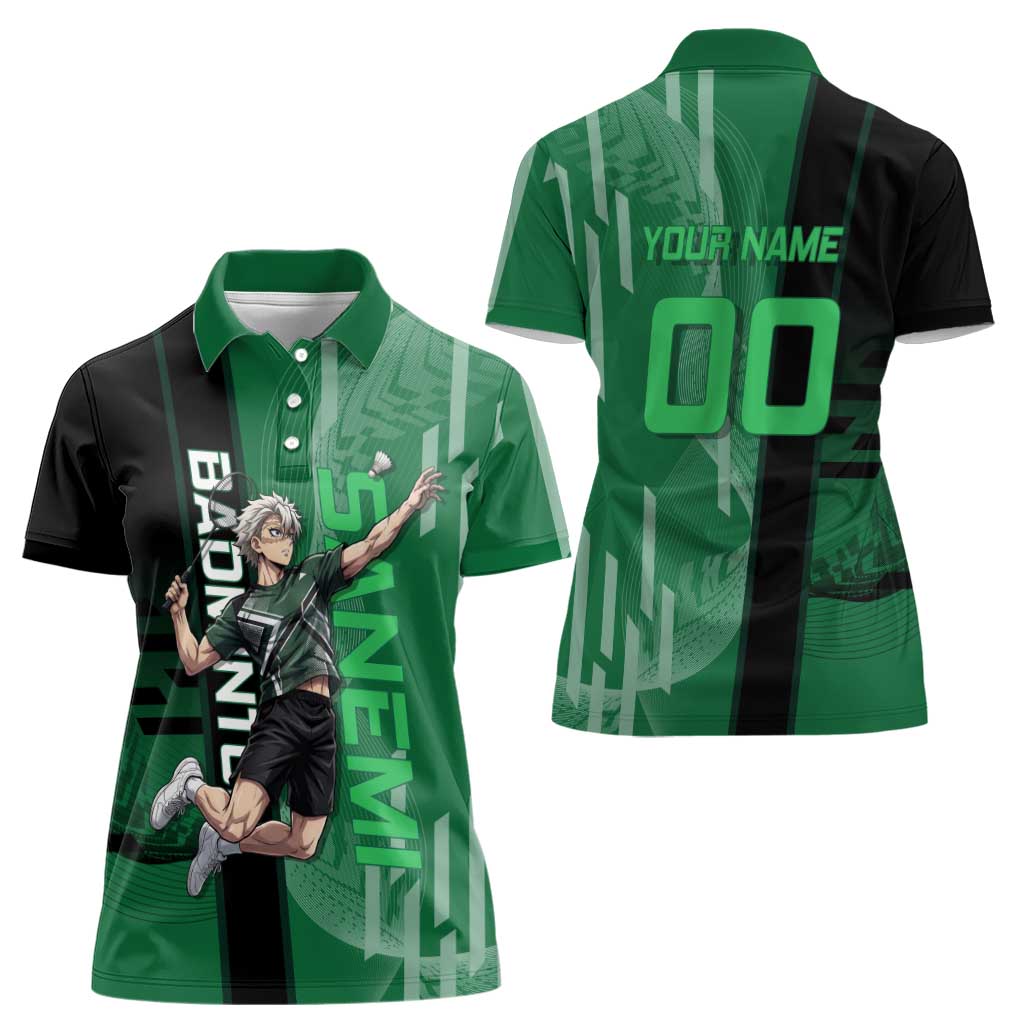 Personalized Shinazugawa Sanemi Badminton Women Polo Shirt Design with Jump Shot Pose - The Mazicc