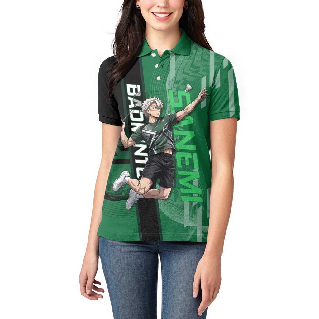 Personalized Shinazugawa Sanemi Badminton Women Polo Shirt Design with Jump Shot Pose - The Mazicc