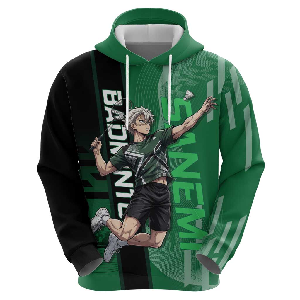 Personalized Shinazugawa Sanemi Badminton Zip Hoodie Design with Jump Shot Pose - The Mazicc