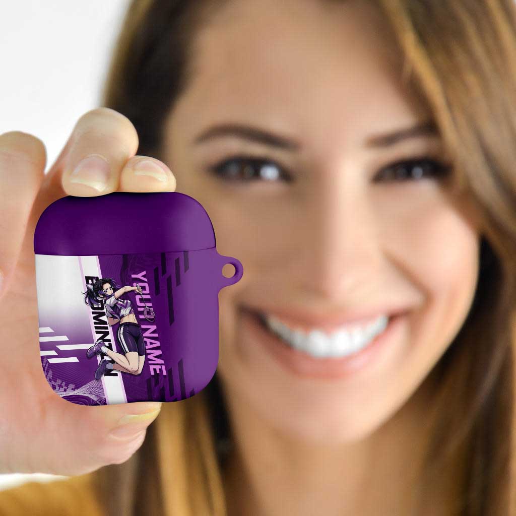 Personalized Shinobu Kocho Badminton AirPods Case with Jump Smash Pose - The Mazicc