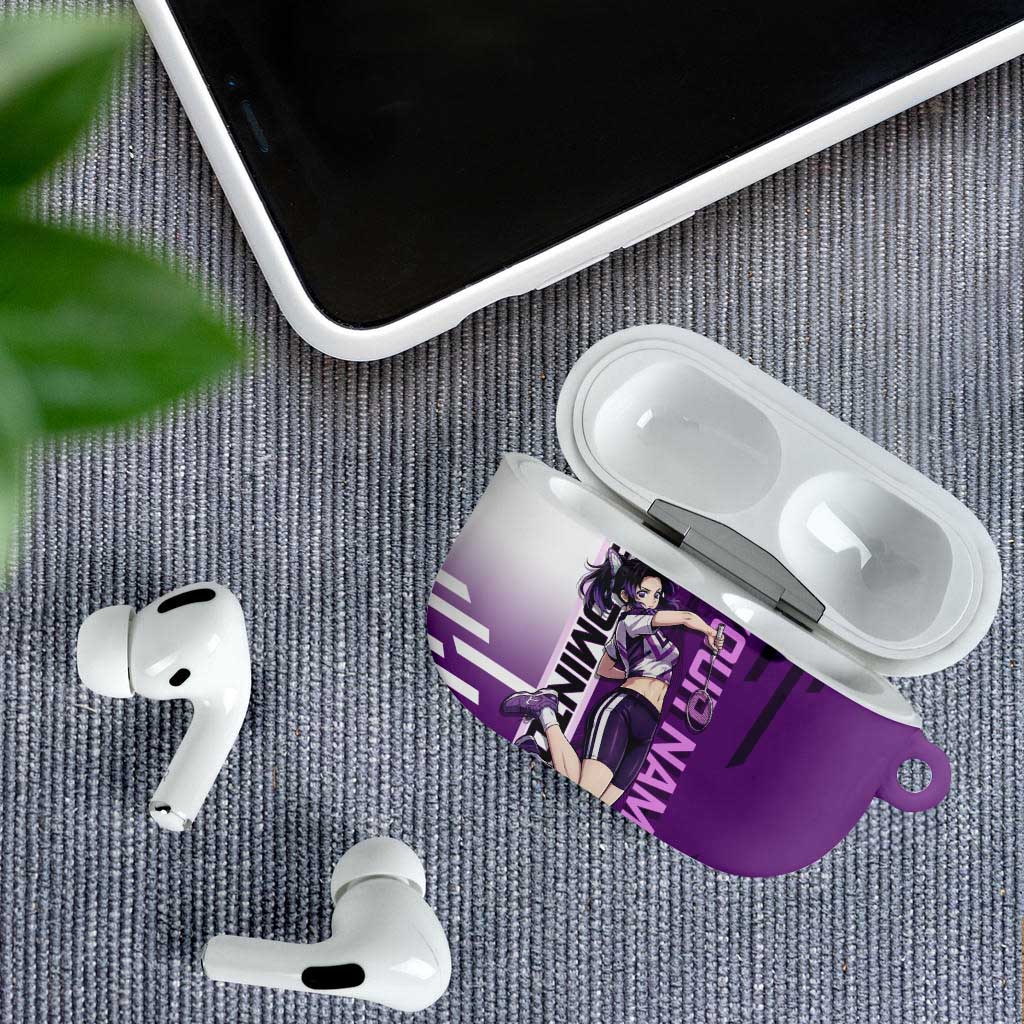Personalized Shinobu Kocho Badminton AirPods Case with Jump Smash Pose - The Mazicc