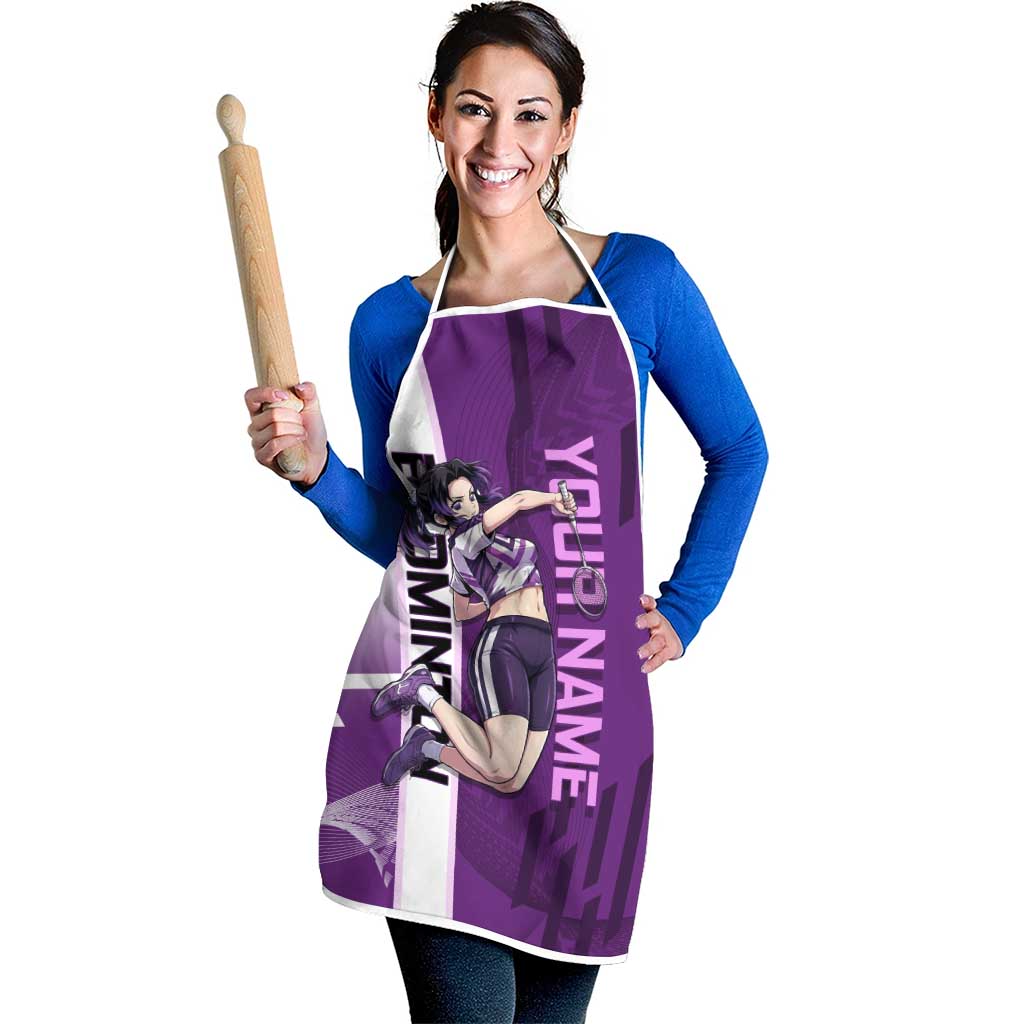 Personalized Shinobu Kocho Badminton Apron with Jump Smash Pose - The Mazicc