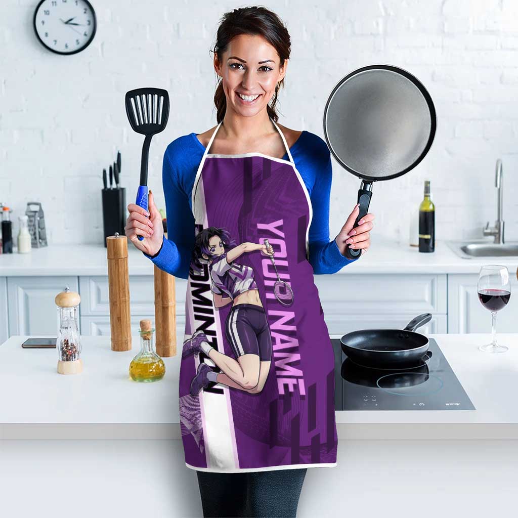 Personalized Shinobu Kocho Badminton Apron with Jump Smash Pose - The Mazicc