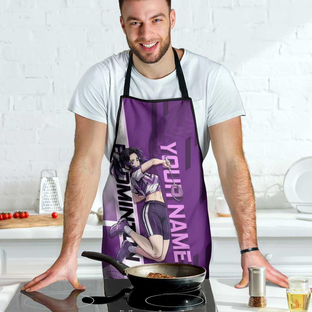 Personalized Shinobu Kocho Badminton Apron with Jump Smash Pose - The Mazicc