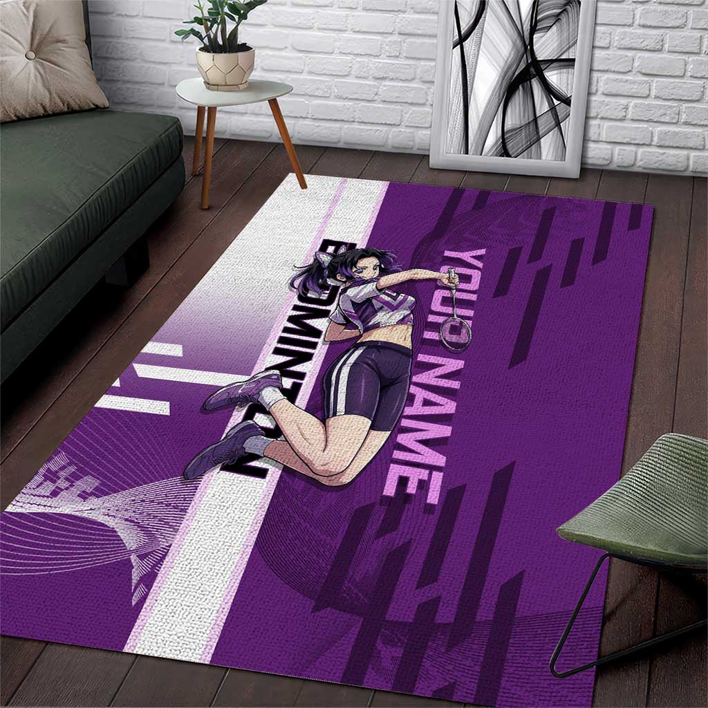 Personalized Shinobu Kocho Badminton Area Rug with Jump Smash Pose - The Mazicc