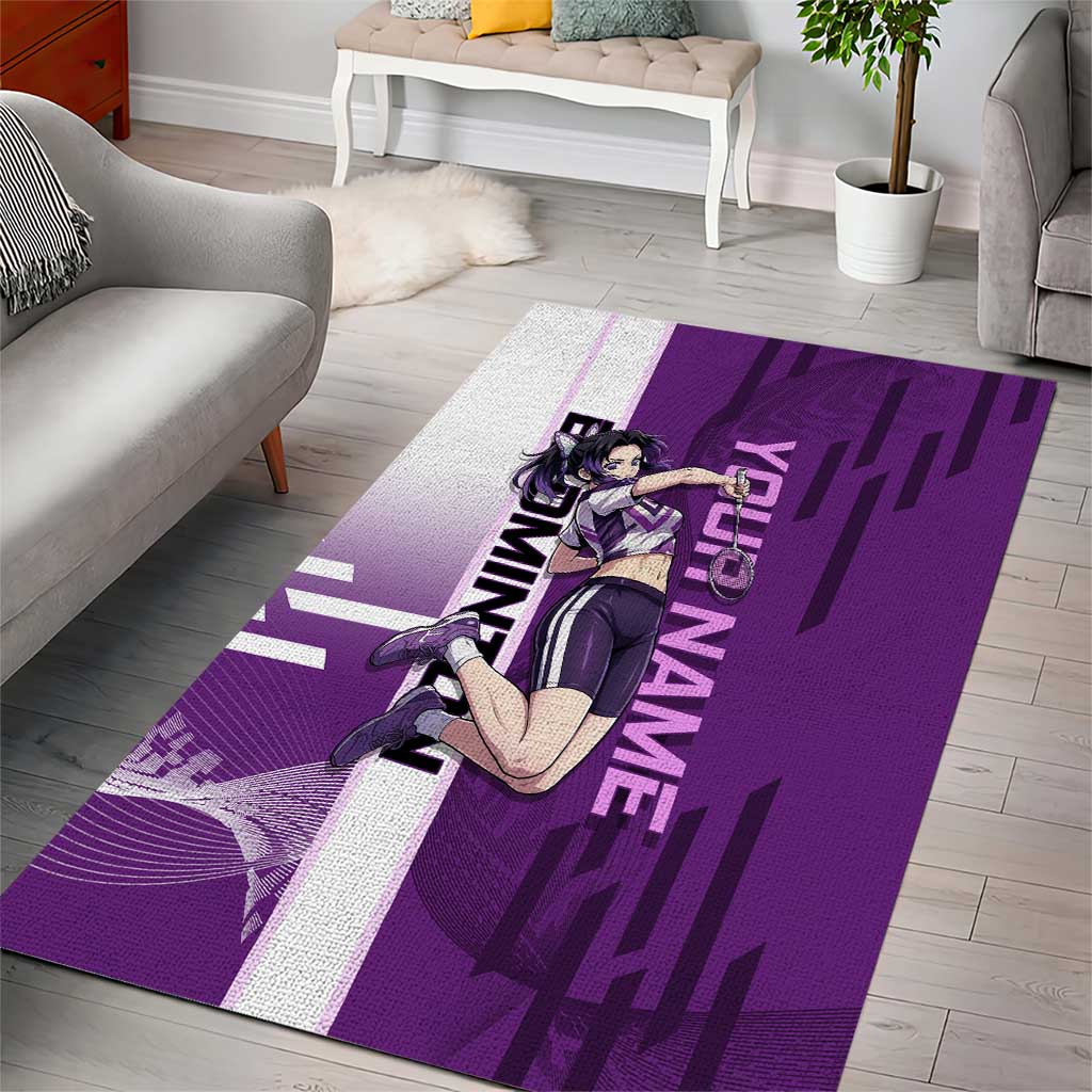 Personalized Shinobu Kocho Badminton Area Rug with Jump Smash Pose - The Mazicc