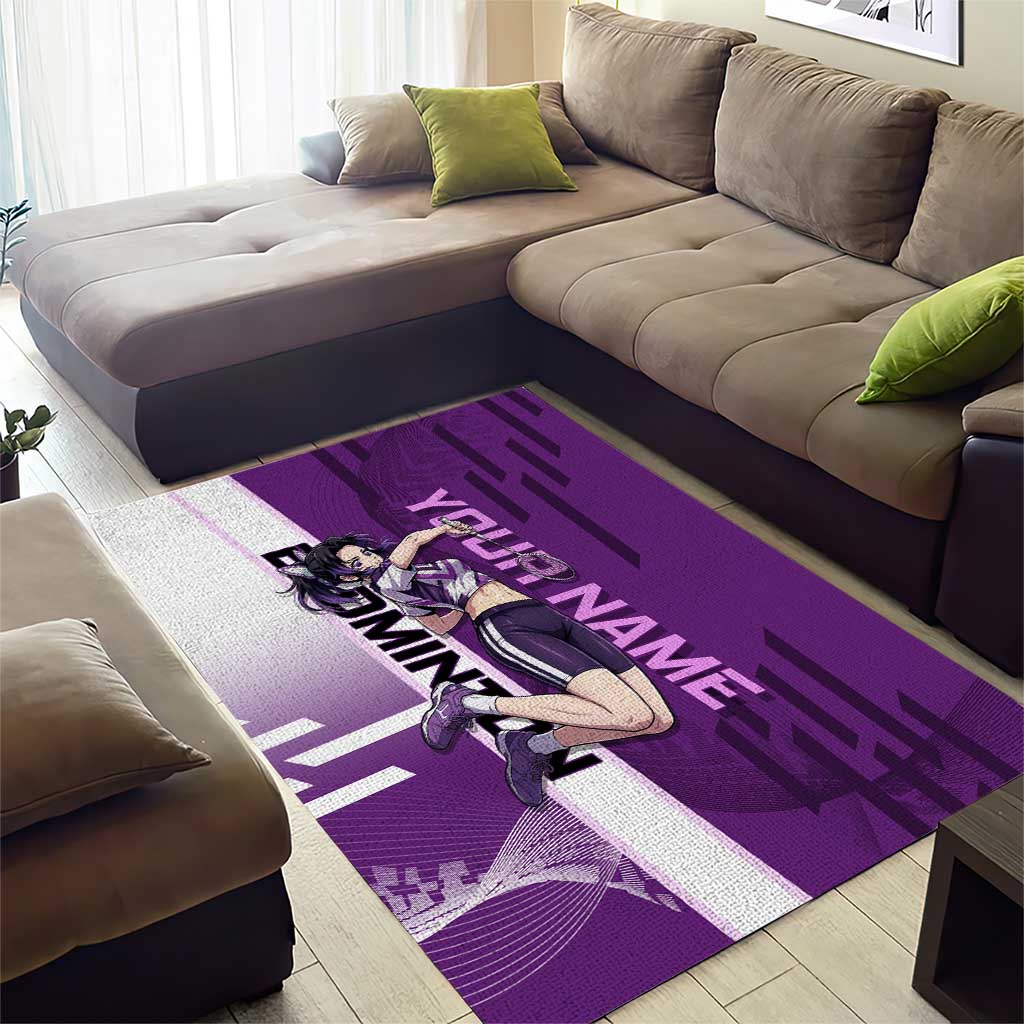 Personalized Shinobu Kocho Badminton Area Rug with Jump Smash Pose - The Mazicc