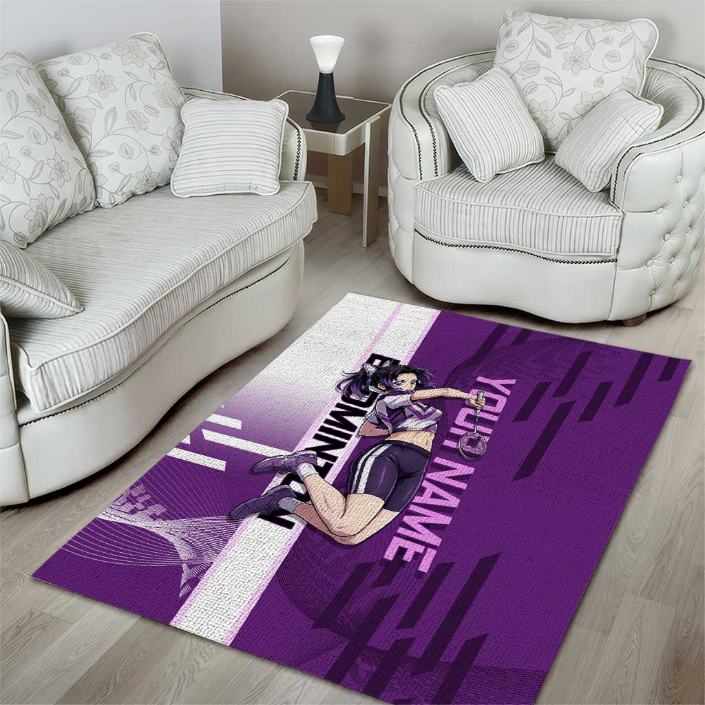 Personalized Shinobu Kocho Badminton Area Rug with Jump Smash Pose - The Mazicc