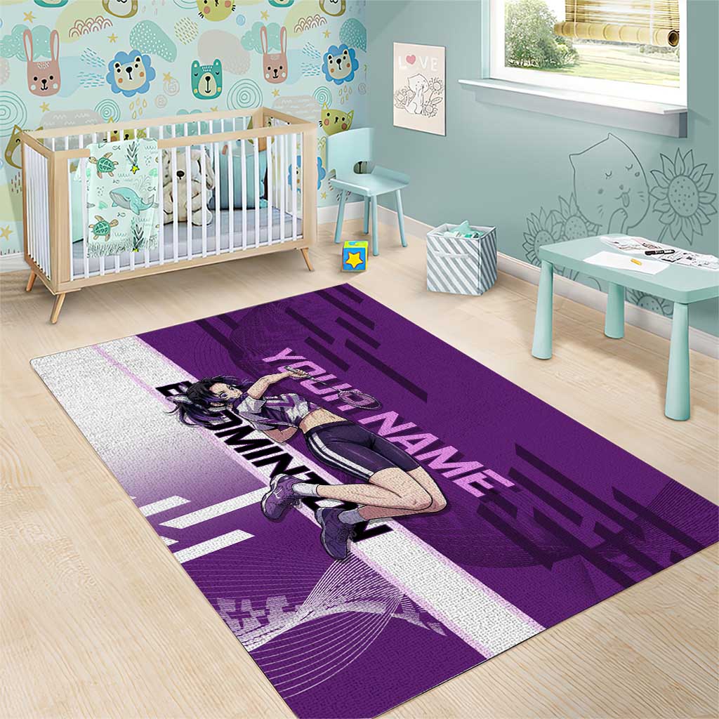 Personalized Shinobu Kocho Badminton Area Rug with Jump Smash Pose - The Mazicc