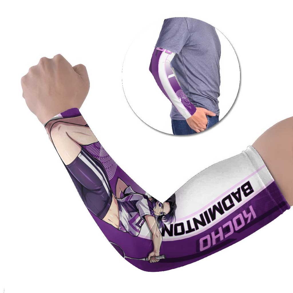 Personalized Shinobu Kocho Badminton Arm Sleeves with Jump Smash Pose - The Mazicc
