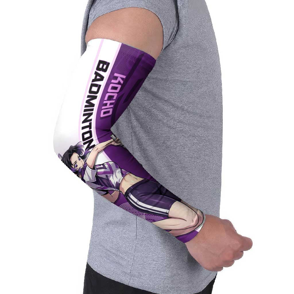 Personalized Shinobu Kocho Badminton Arm Sleeves with Jump Smash Pose - The Mazicc