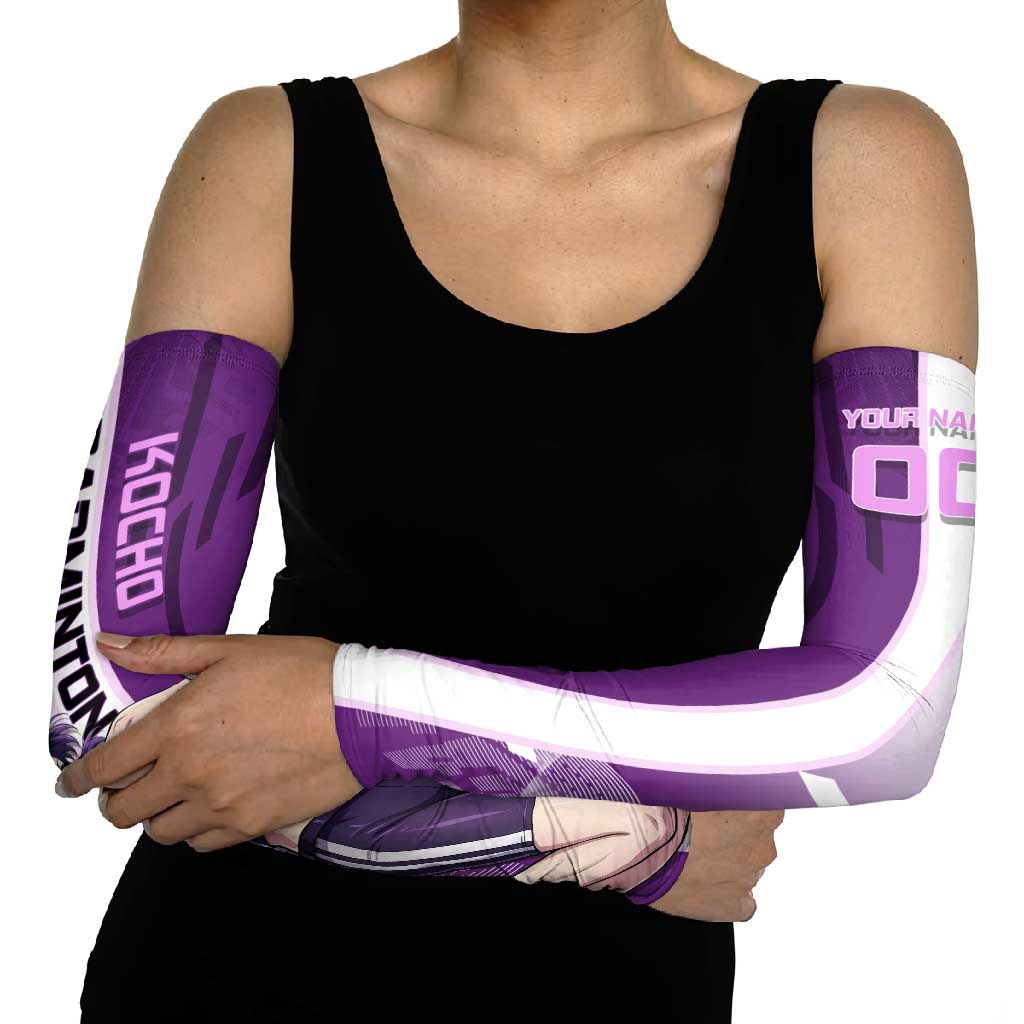 Personalized Shinobu Kocho Badminton Arm Sleeves with Jump Smash Pose - The Mazicc