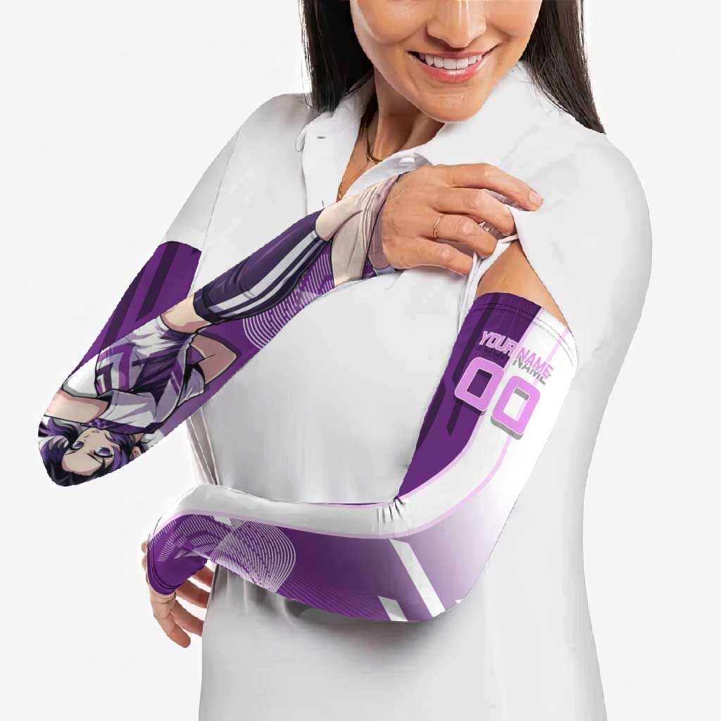 Personalized Shinobu Kocho Badminton Arm Sleeves with Jump Smash Pose - The Mazicc