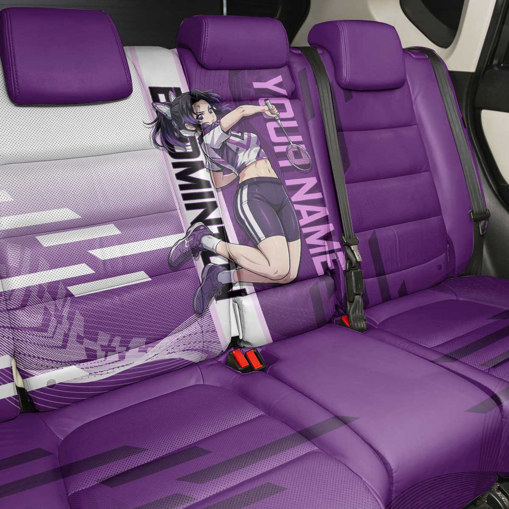 Personalized Shinobu Kocho Badminton Back Car Seat Cover with Jump Smash Pose - The Mazicc