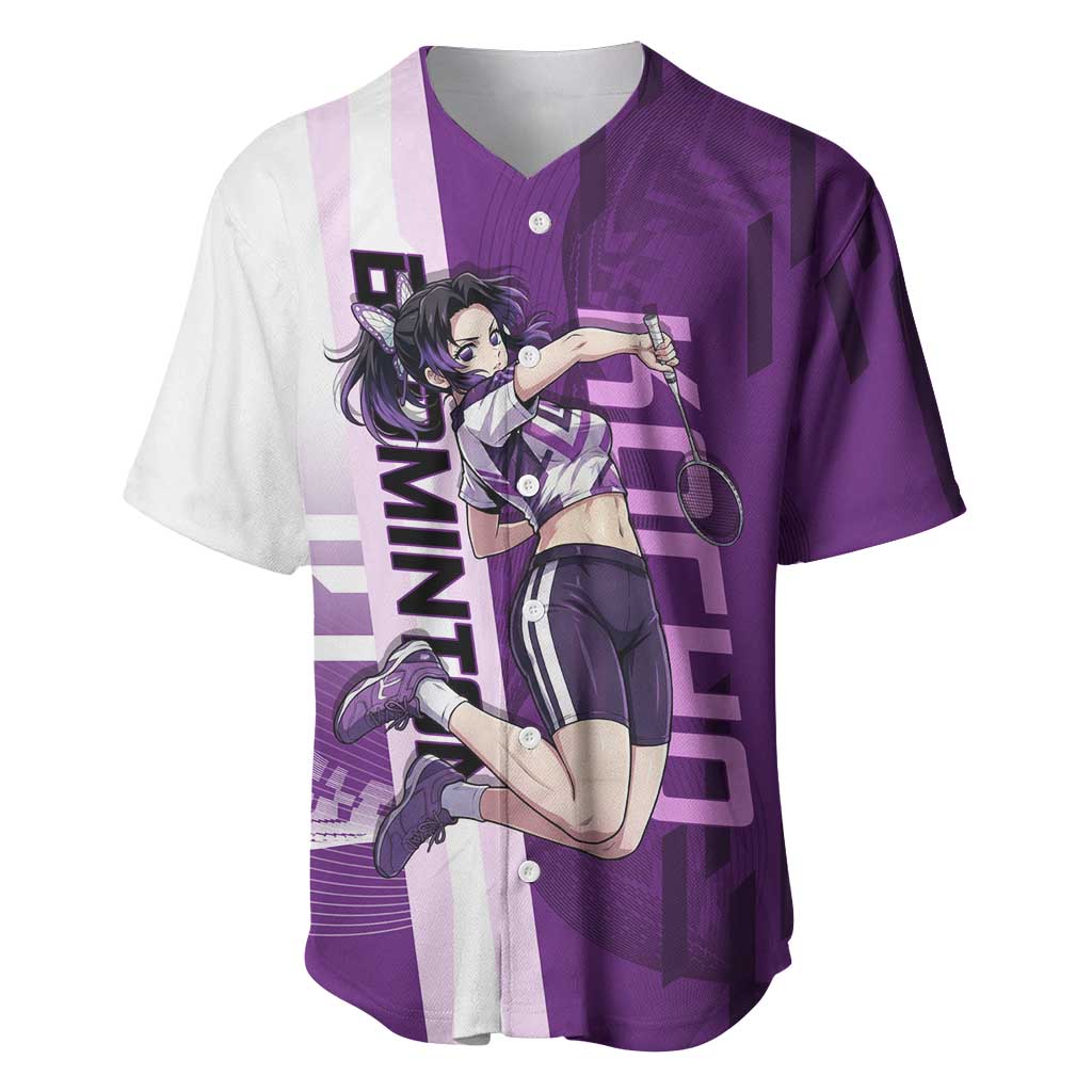 Personalized Shinobu Kocho Badminton Baseball Jersey with Jump Smash Pose - The Mazicc