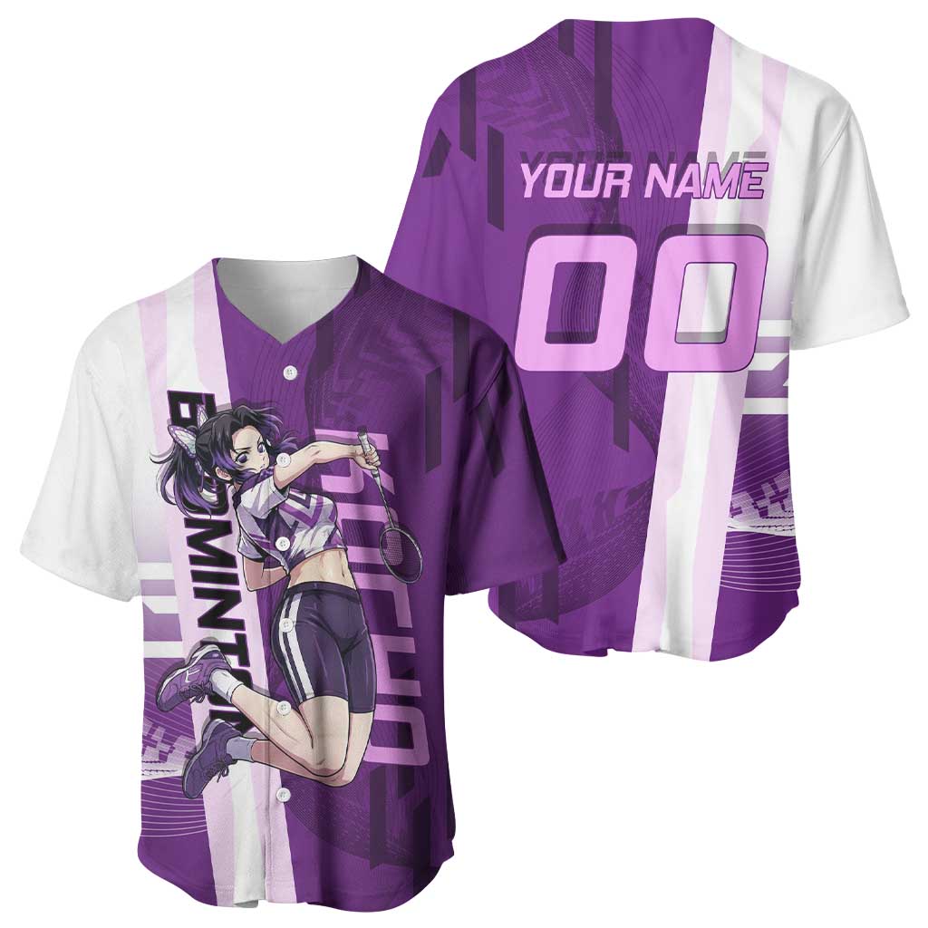 Personalized Shinobu Kocho Badminton Baseball Jersey with Jump Smash Pose - The Mazicc