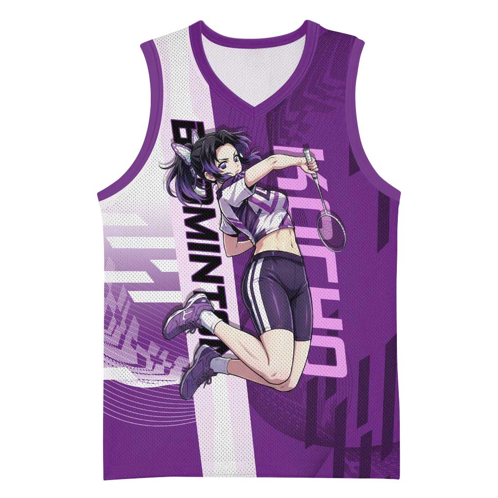 Personalized Shinobu Kocho Badminton Basketball Jersey with Jump Smash Pose - The Mazicc