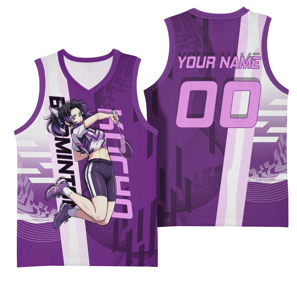 Personalized Shinobu Kocho Badminton Basketball Jersey with Jump Smash Pose - The Mazicc