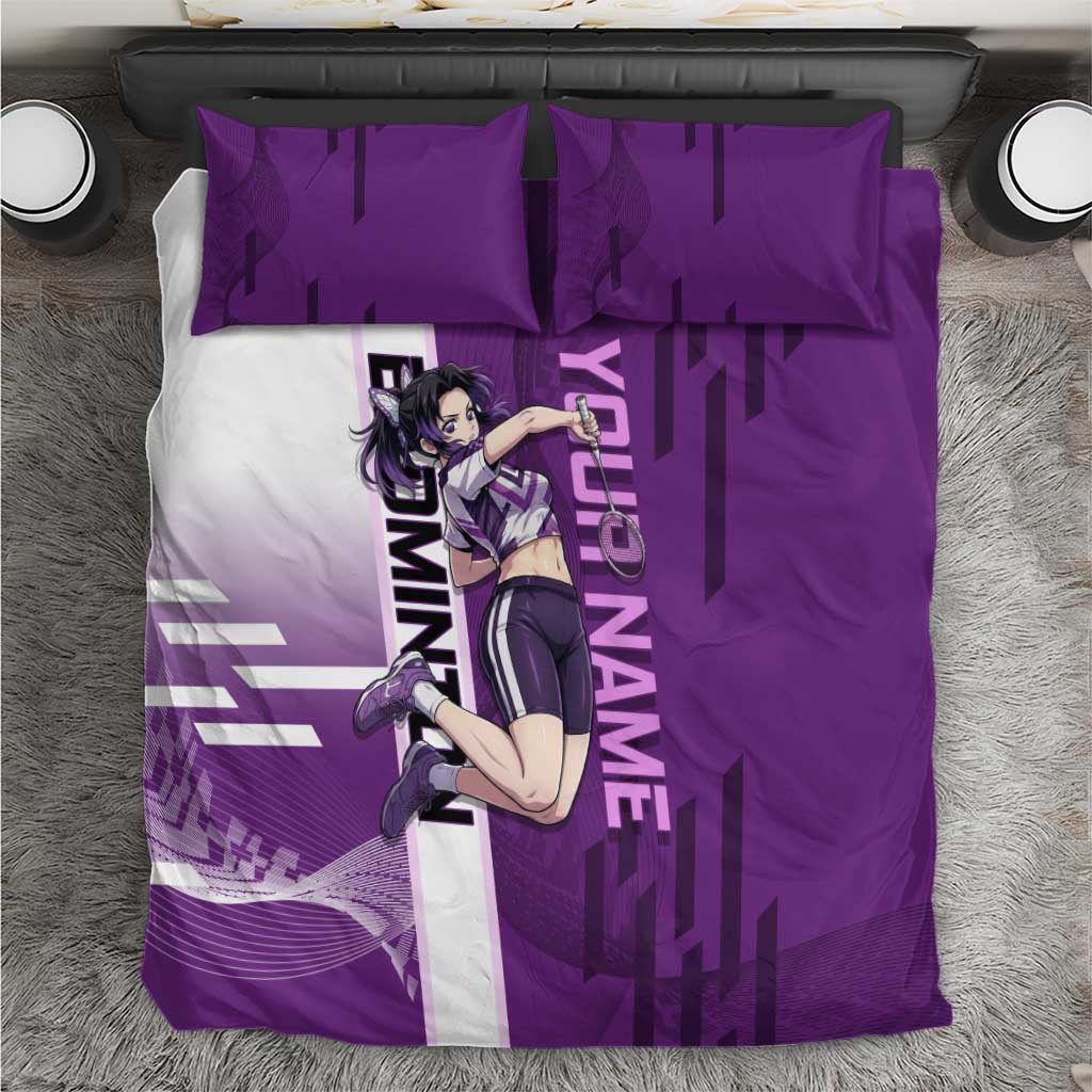 Personalized Shinobu Kocho Badminton Bedding Set with Jump Smash Pose - The Mazicc