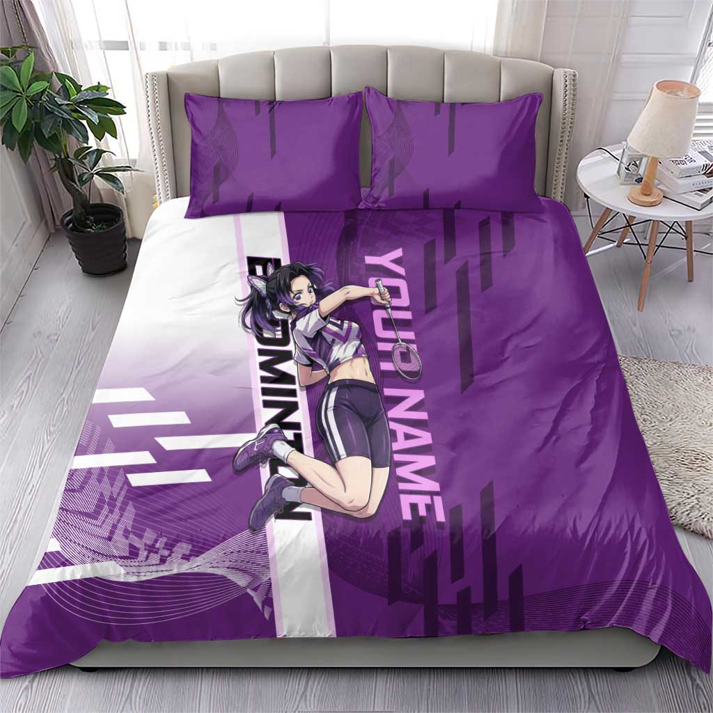 Personalized Shinobu Kocho Badminton Bedding Set with Jump Smash Pose - The Mazicc