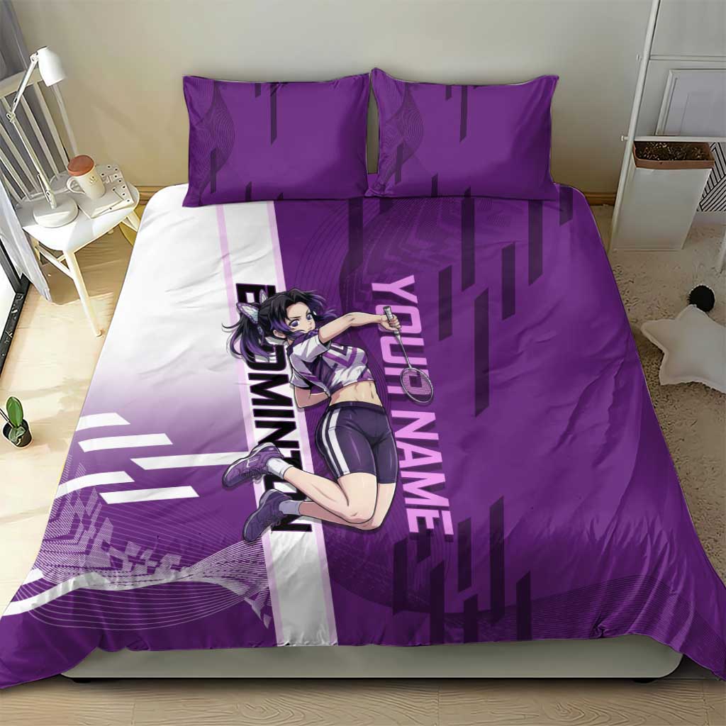 Personalized Shinobu Kocho Badminton Bedding Set with Jump Smash Pose - The Mazicc