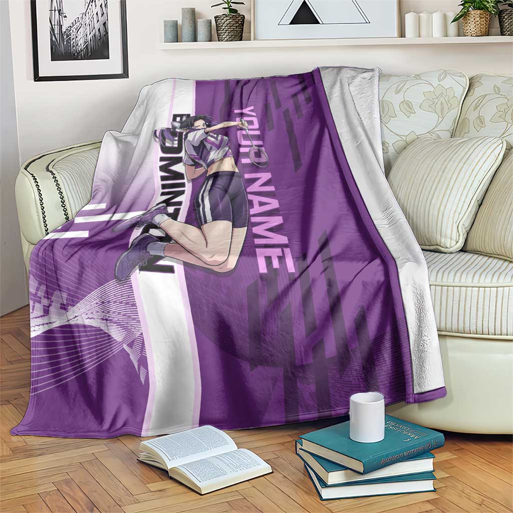 Personalized Shinobu Kocho Badminton Blanket with Jump Smash Pose - The Mazicc