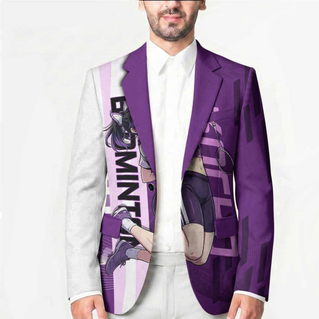 Personalized Shinobu Kocho Badminton Blazer with Jump Smash Pose - The Mazicc