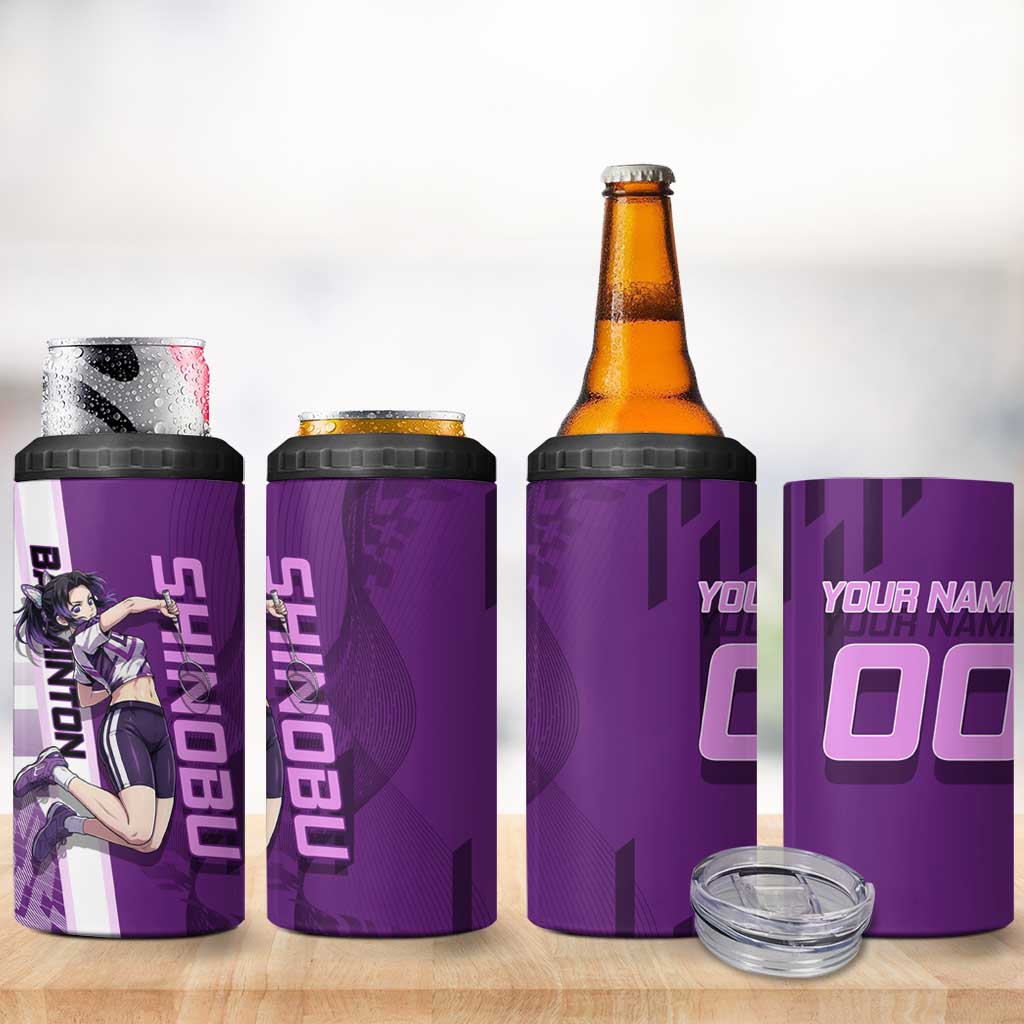 Personalized Shinobu Kocho Badminton 4 in 1 Can Cooler Tumbler with Jump Smash Pose - The Mazicc