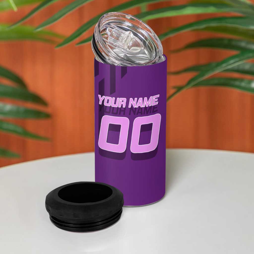 Personalized Shinobu Kocho Badminton 4 in 1 Can Cooler Tumbler with Jump Smash Pose - The Mazicc
