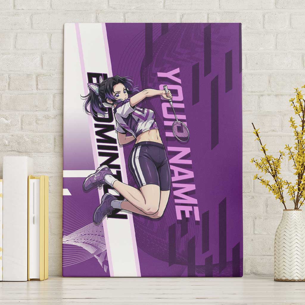 Personalized Shinobu Kocho Badminton Canvas Wall Art with Jump Smash Pose - The Mazicc