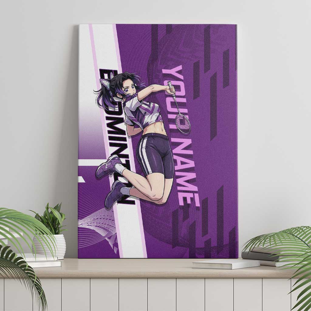 Personalized Shinobu Kocho Badminton Canvas Wall Art with Jump Smash Pose - The Mazicc