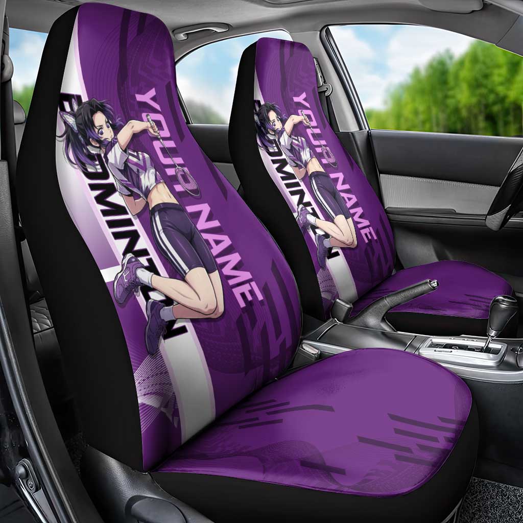 Personalized Shinobu Kocho Badminton Car Seat Cover with Jump Smash Pose - The Mazicc